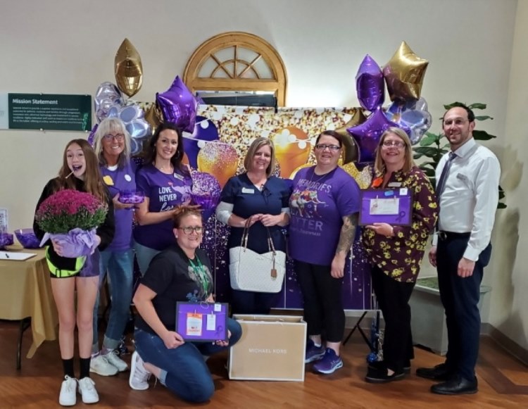 Seacrest Rehabilitation & Healthcare Center and friends during the “all-things-purple" celebration, which raised $1,200 for Alzheimer’s New Jersey®